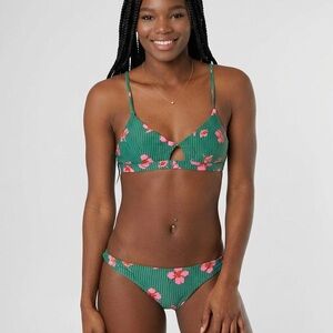 Set Billabong Seain Tropical Green Twisted Top Hawaii Bikini Surf Swimwear S/M